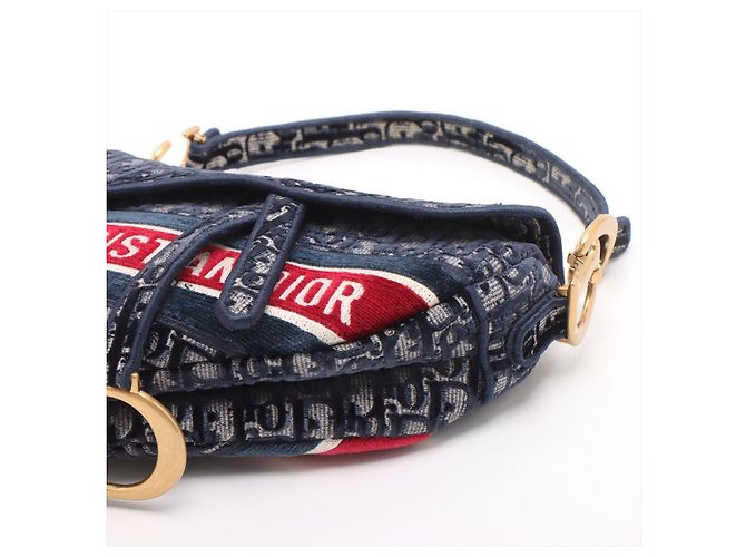 Dior Borsa a 2 vie Saddle Velour Oblique Blu - vista 3