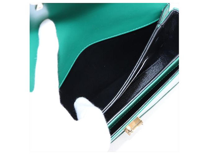 Saint Laurent Solferino Medium Leather Flap Crossbody Green Verde - vista 8