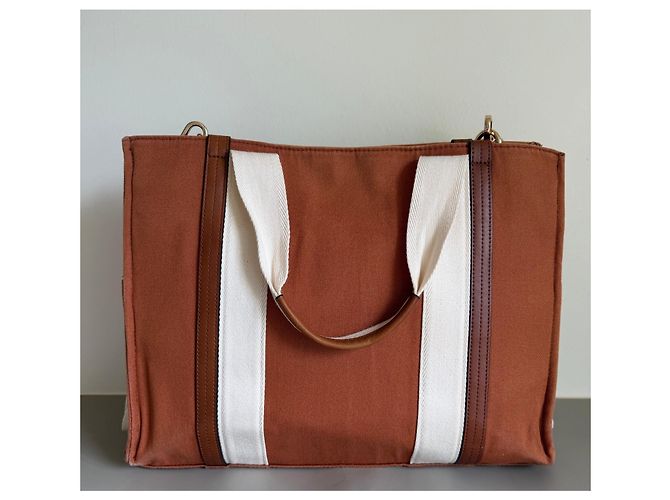 Chloé Borsa Tote Woody Diaper in Cotone Biologico Marrone - vista 2
