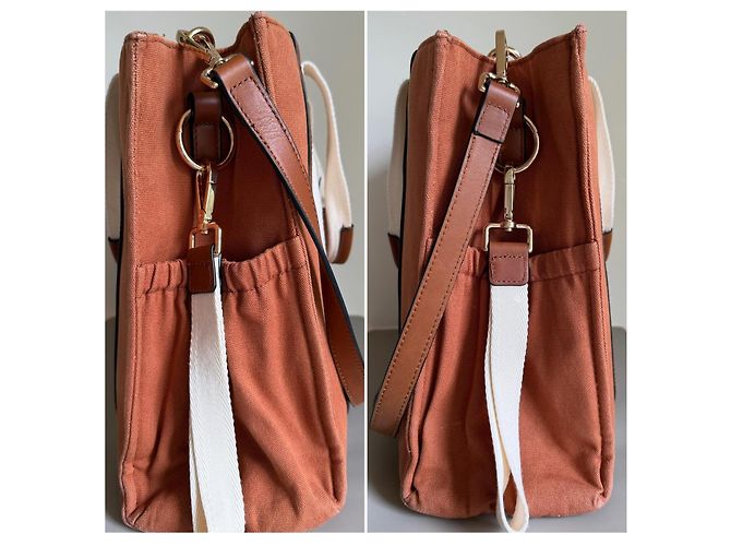 Chloé Borsa Tote Woody Diaper in Cotone Biologico Marrone - vista 4