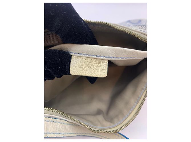 Triomphe Céline Celine Mini Borsa a Tracolla Tela Blue Macadam Bianco - vista 11
