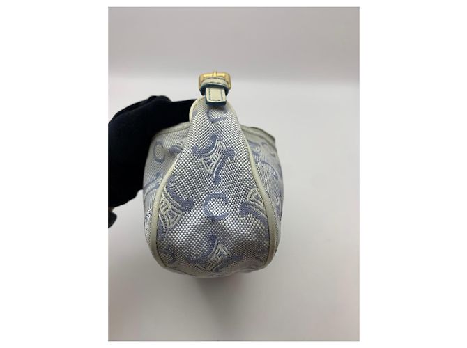 Triomphe Céline Celine Mini Borsa a Tracolla Tela Blue Macadam Bianco - vista 17