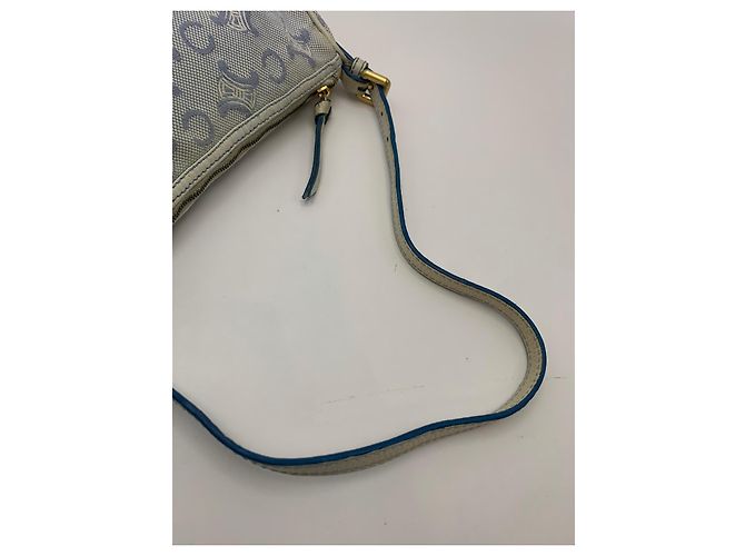 Triomphe Céline Celine Mini Borsa a Tracolla Tela Blue Macadam Bianco - vista 6
