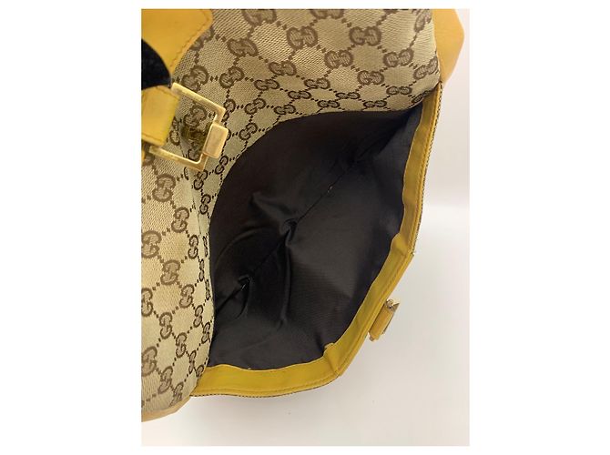 Gucci Borsa a tracolla GG Supreme e pelle gialla Marrone Beige Giallo - vista 10