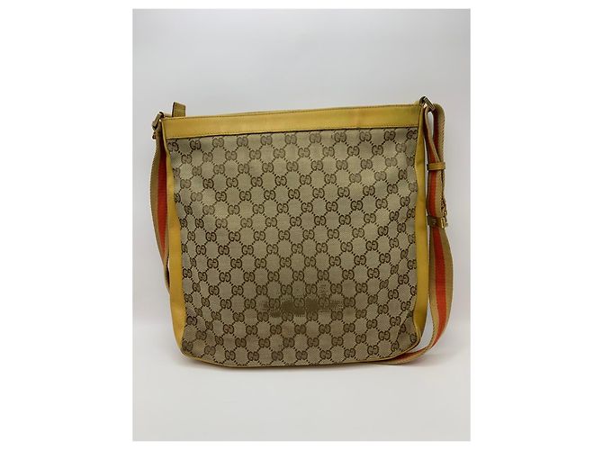 Gucci Borsa a tracolla GG Supreme e pelle gialla Marrone Beige Giallo - vista 2