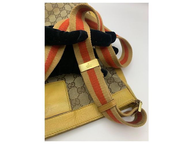 Gucci Borsa a tracolla GG Supreme e pelle gialla Marrone Beige Giallo - vista 3