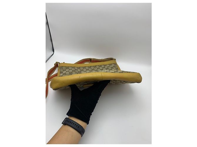 Gucci Borsa a tracolla GG Supreme e pelle gialla Marrone Beige Giallo - vista 9