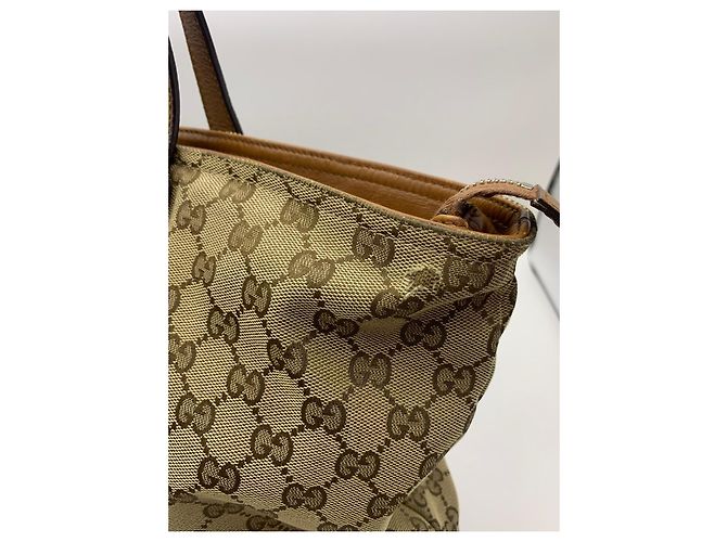 Gucci GG Canvas Web Sherry Line Borsa Tote Marrone Beige - vista 10