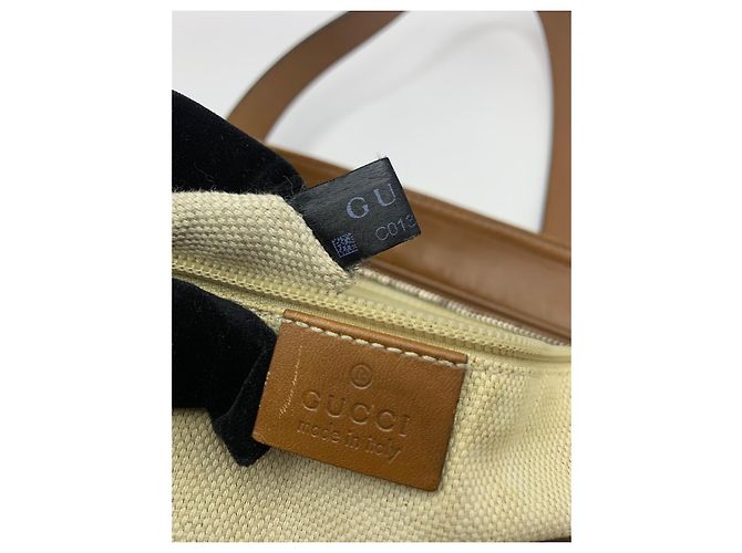 Gucci GG Canvas Web Sherry Line Borsa Tote Marrone Beige - vista 14