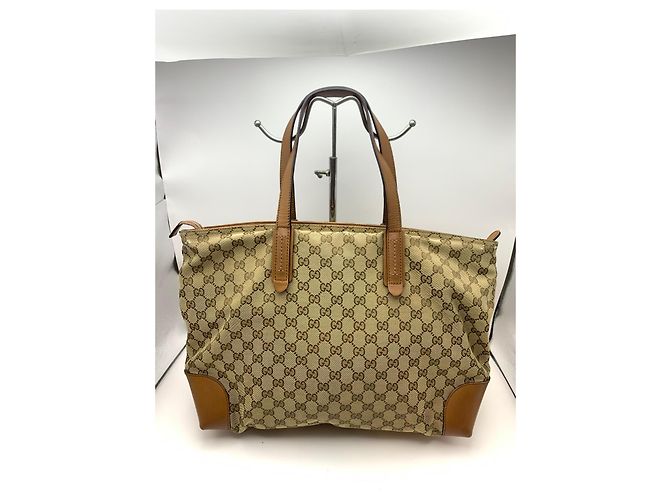 Gucci GG Canvas Web Sherry Line Borsa Tote Marrone Beige - vista 2