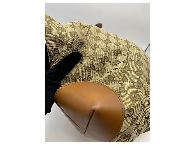 Gucci GG Canvas Web Sherry Line Borsa Tote Marrone Beige - vista 5