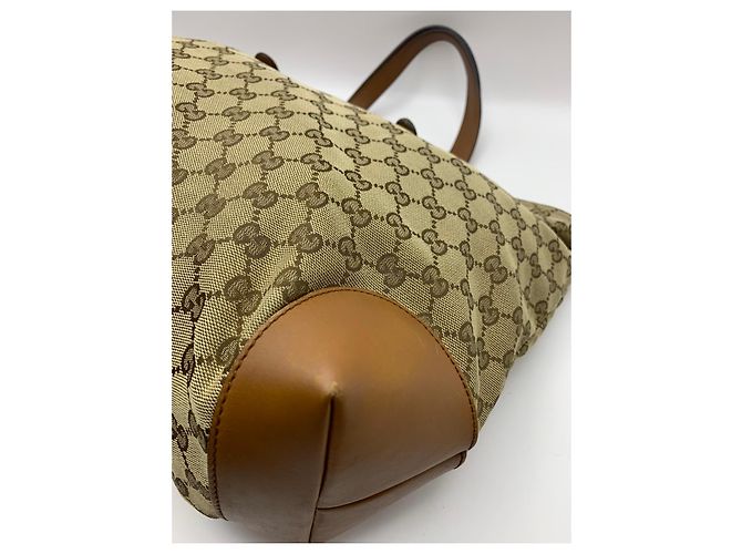 Gucci GG Canvas Web Sherry Line Borsa Tote Marrone Beige - vista 6