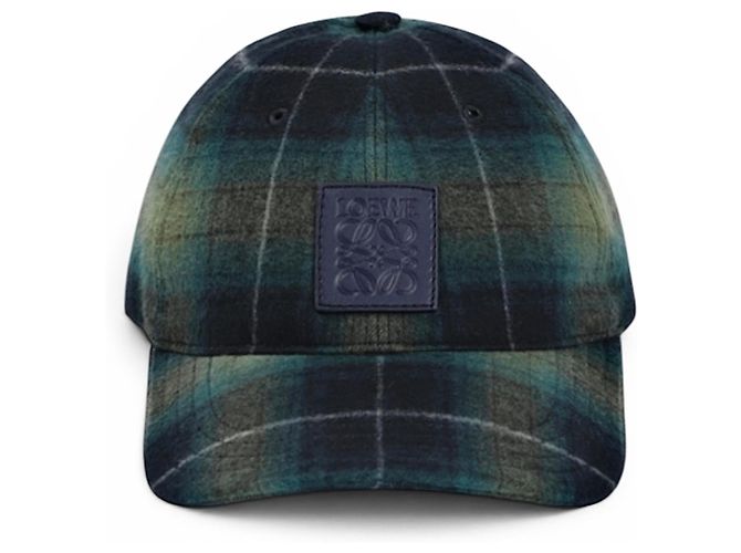 Loewe Checked Wool Baseball Cap Green Dark blue - view 14