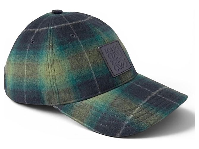 Loewe Checked Wool Baseball Cap Green Dark blue - view 2