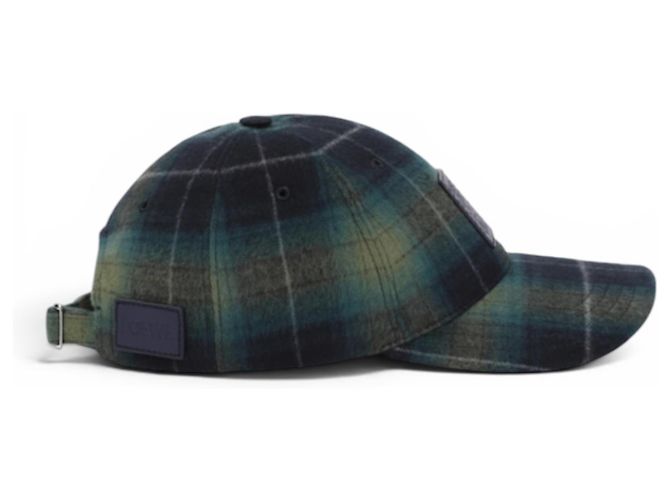 Loewe Checked Wool Baseball Cap Green Dark blue - view 3