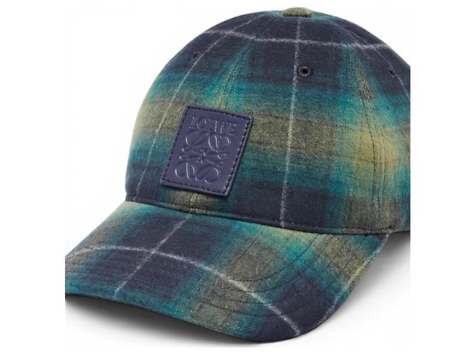 Loewe Checked Wool Baseball Cap Green Dark blue - view 5