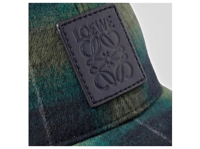 Loewe Checked Wool Baseball Cap Green Dark blue - view 6