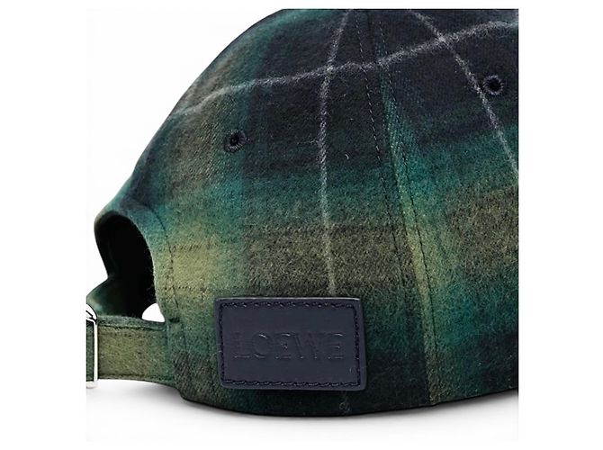 Loewe Checked Wool Baseball Cap Green Dark blue - view 9
