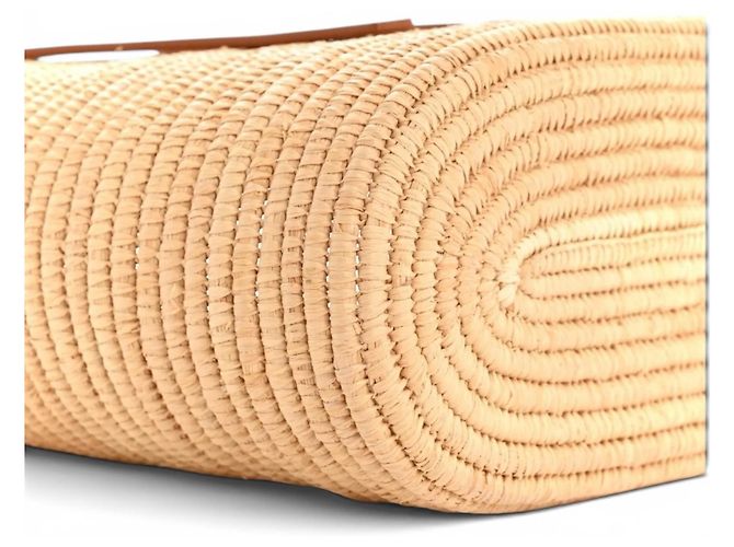 Loewe Borsa Cesta in Rafia e Pelle Beige - vista 12