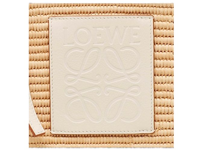 Loewe Borsa Cesta in Rafia e Pelle Beige - vista 14