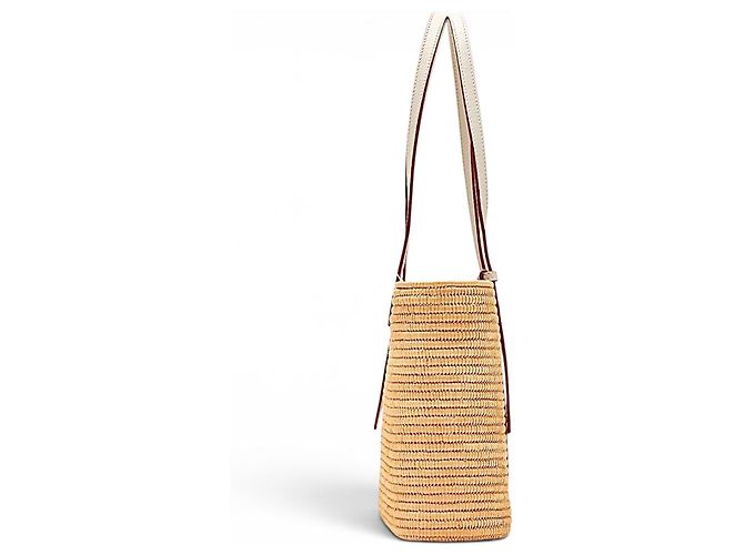 Loewe Borsa Cesta in Rafia e Pelle Beige - vista 15