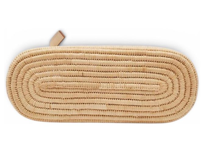 Loewe Borsa Cesta in Rafia e Pelle Beige - vista 3