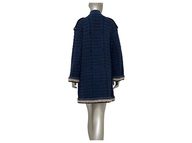 Timeless Chanel 13B Grobstrick-Strickjacke aus Wolle und Kaschmir in Schwarz Größe 38 Gebraucht - Ansicht 3