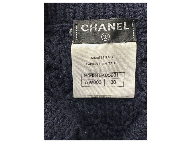 Timeless Chanel 13B Grobstrick-Strickjacke aus Wolle und Kaschmir in Schwarz Größe 38 Gebraucht - Ansicht 5