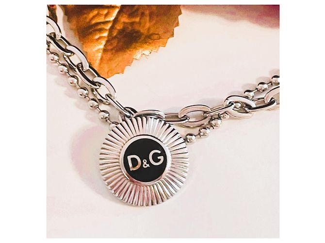 Collana Dolce & Gabbana DJ1040 con medaglione logo Argento - vista 3