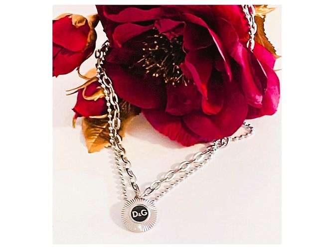 Collana Dolce & Gabbana DJ1040 con medaglione logo Argento - vista 4
