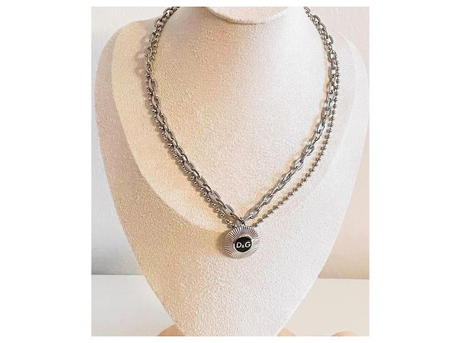 Collana Dolce & Gabbana DJ1040 con medaglione logo Argento - vista 6