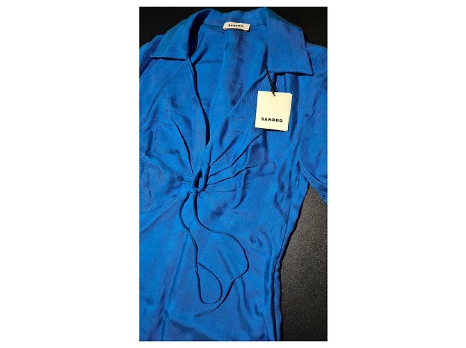 Sandro Pompei Kleid blau zum Binden - Ansicht 2