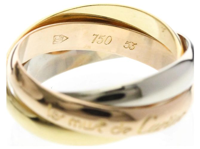 Anello Cartier Trinity in oro rosa bianco e giallo D'oro - vista 7