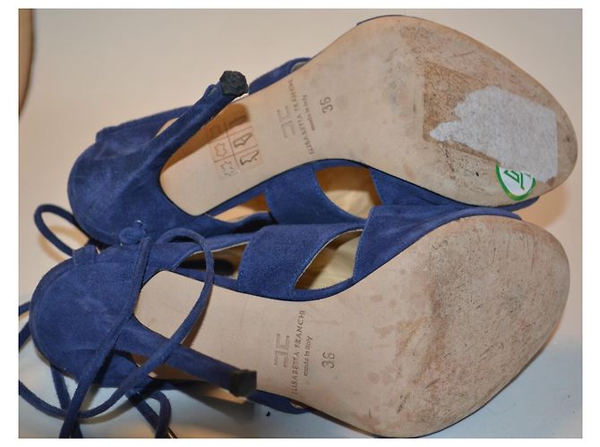 Sandali Elisabetta Franchi in Pelle Scamosciata Blu - vista 6