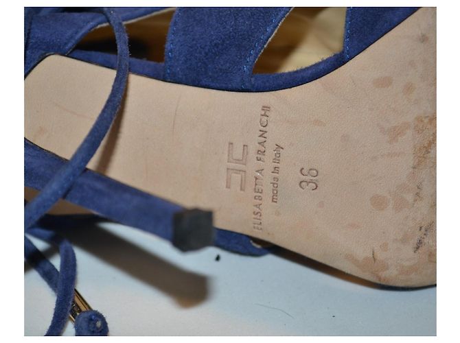 Sandali Elisabetta Franchi in Pelle Scamosciata Blu - vista 7