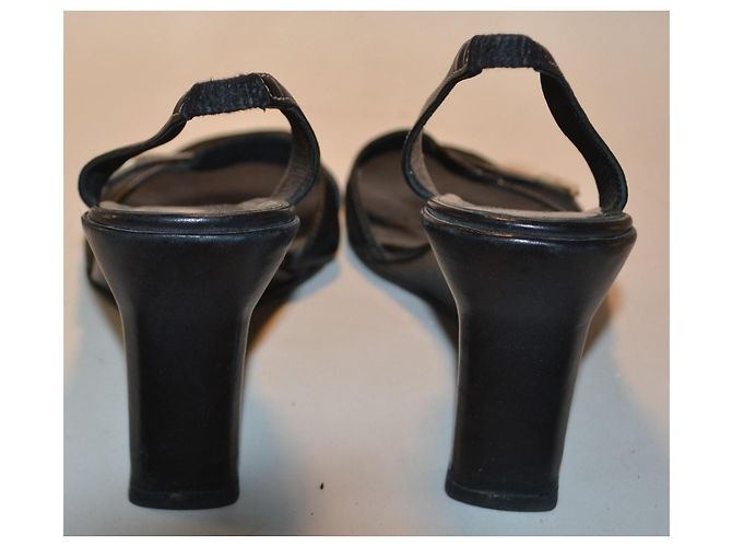 Max Mara Sandali con Zeppa in Pelle Nera Nero - vista 4