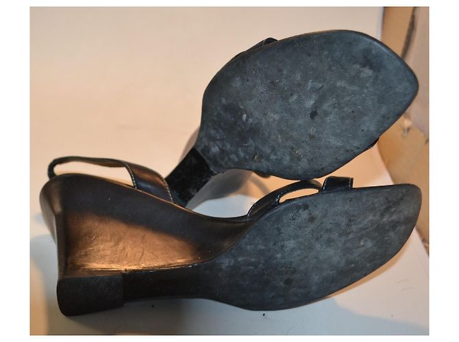 Max Mara Sandali con Zeppa in Pelle Nera Nero - vista 5