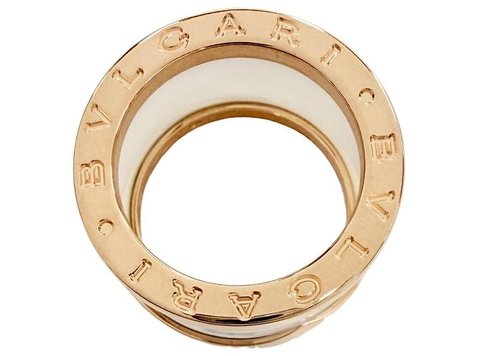 Bulgari Anello B.zero1 in oro rosa e ceramica di Bvlgari Bianco D'oro - vista 2
