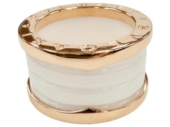 Bulgari Anello B.zero1 in oro rosa e ceramica di Bvlgari Bianco D'oro - vista 3