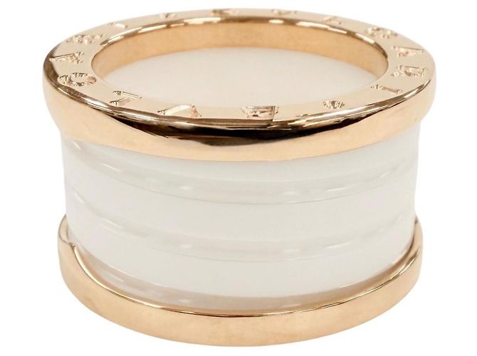 Bulgari Anello B.zero1 in oro rosa e ceramica di Bvlgari Bianco D'oro - vista 4