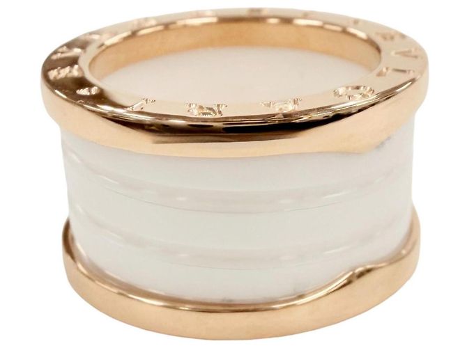 Bulgari Anello B.zero1 in oro rosa e ceramica di Bvlgari Bianco D'oro - vista 5
