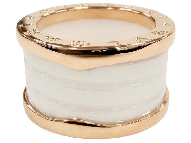 Bulgari Anello B.zero1 in oro rosa e ceramica di Bvlgari Bianco D'oro - vista 6