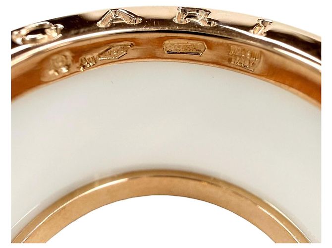 Bulgari Anello B.zero1 in oro rosa e ceramica di Bvlgari Bianco D'oro - vista 8