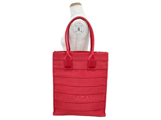 Sac cabas en cuir rouge Salvatore Ferragamo - vue 3