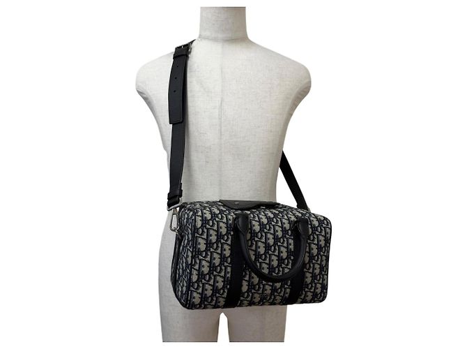 Christian Dior Borsa a tracolla in pelle Dior Homme Lango 26 Beige Blu navy - vista 3