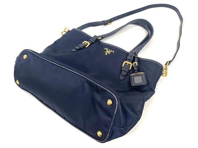 Borsa Tote in Nylon Blu Navy Prada - vista 2