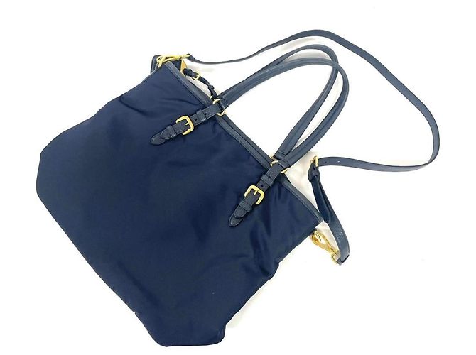 Borsa Tote in Nylon Blu Navy Prada - vista 3