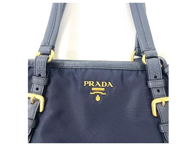 Borsa Tote in Nylon Blu Navy Prada - vista 4