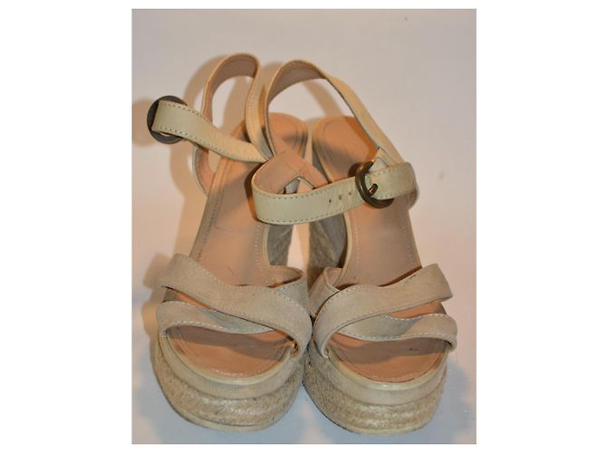 Hogan Sandali con Zeppa in Camoscio Beige - vista 2