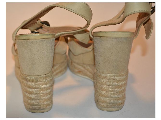 Hogan Sandali con Zeppa in Camoscio Beige - vista 3